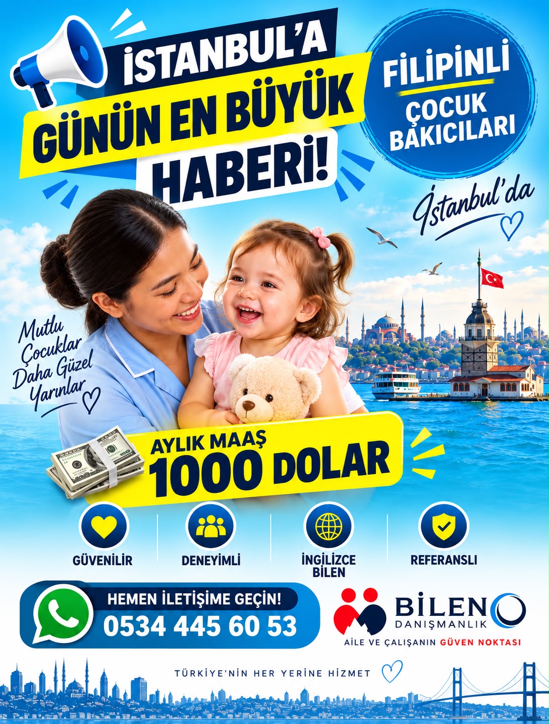 İstanbul Filipinli Bakıcı Maaşları 2026 | 1000$ Maaş Standardı